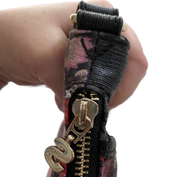 DESIGUAL Floral Pink Purple Black Faux Leather Crossbody Bag - Picture 10 of 15